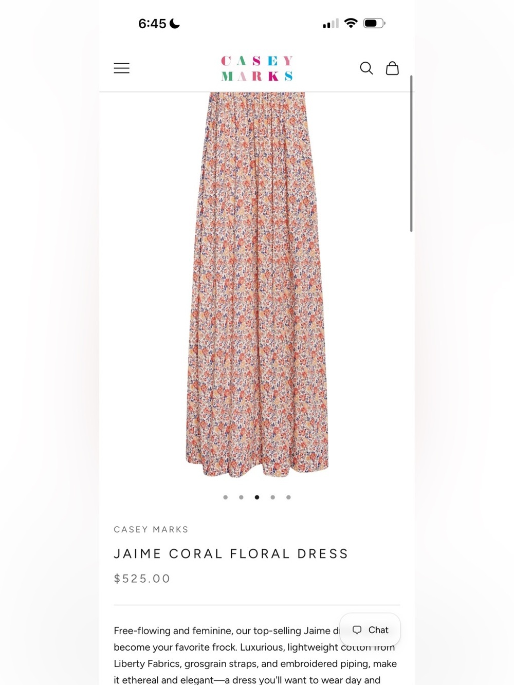 CASEY MARKS 100% Cotton Jaime Coral Floral Dress Size Large VGUC - Picture 4 of 8